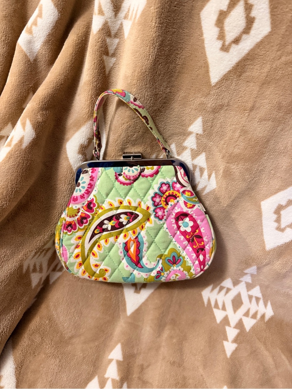 Vera Bradley Tutti Frutti quilted cotton kiss lock handbag